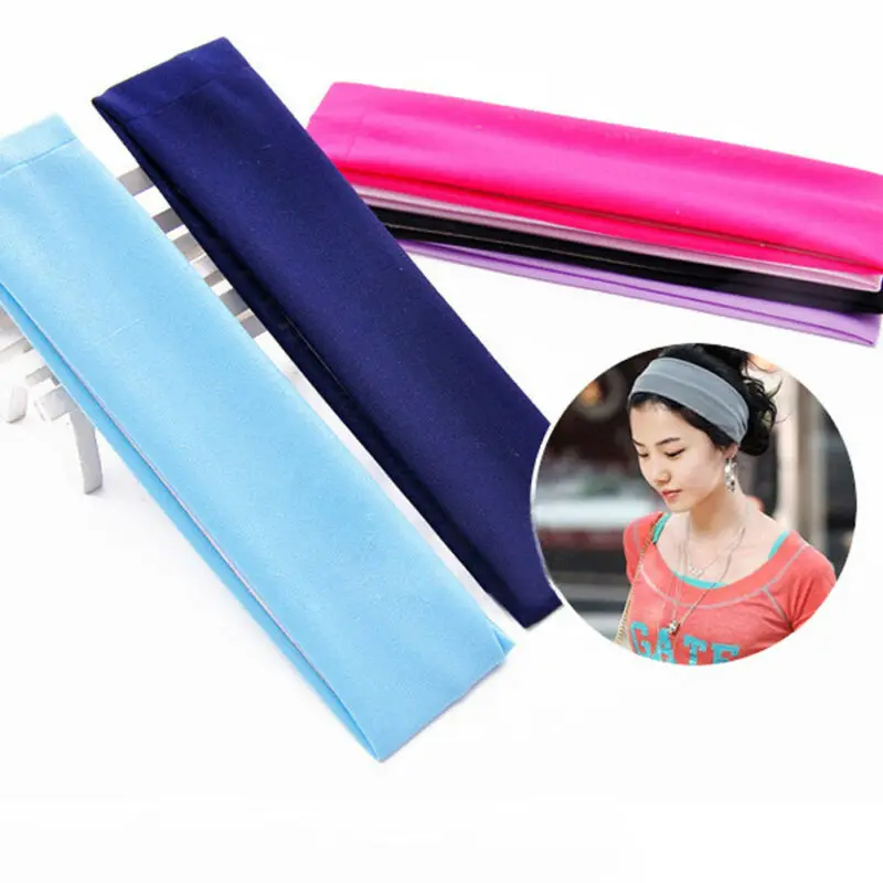 1PC Headband Women/Men Cotton Sweat Sweatband Headband Yoga Gym Stretch Head Band For Sport elasticity Sweat Bands Sports Safety