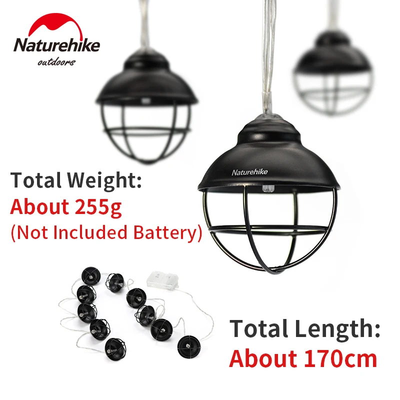 Naturehike Camping Atmosphere String Light Length 170cm Outdoor  Camp Party Dinner Dustproof Waterproof 6 Hour Timing Retro Lamp