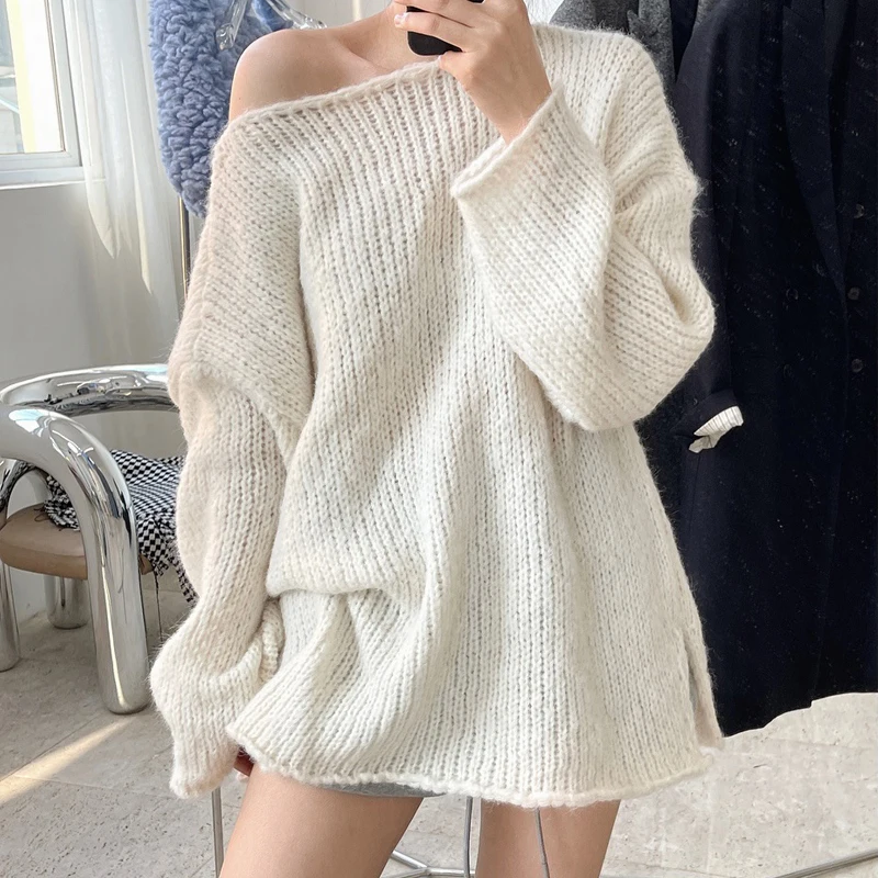 Spring and autumn women\'s casual pure color lazy simple loose sweater