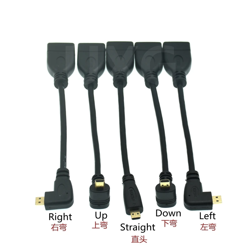 90 Degree Left/Right/Up/Down Angled Micro HD Male To HDMI-compatible D Type Female Adapter Cable Convertor
