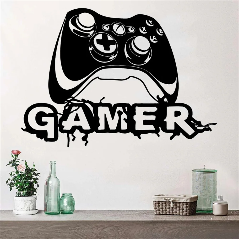 Large Graffiti Video Game Joystick Wall Decal Playroom Gaming Zone Xbox Gamer Wall Sticker Bedroom Vinyl Home Decor