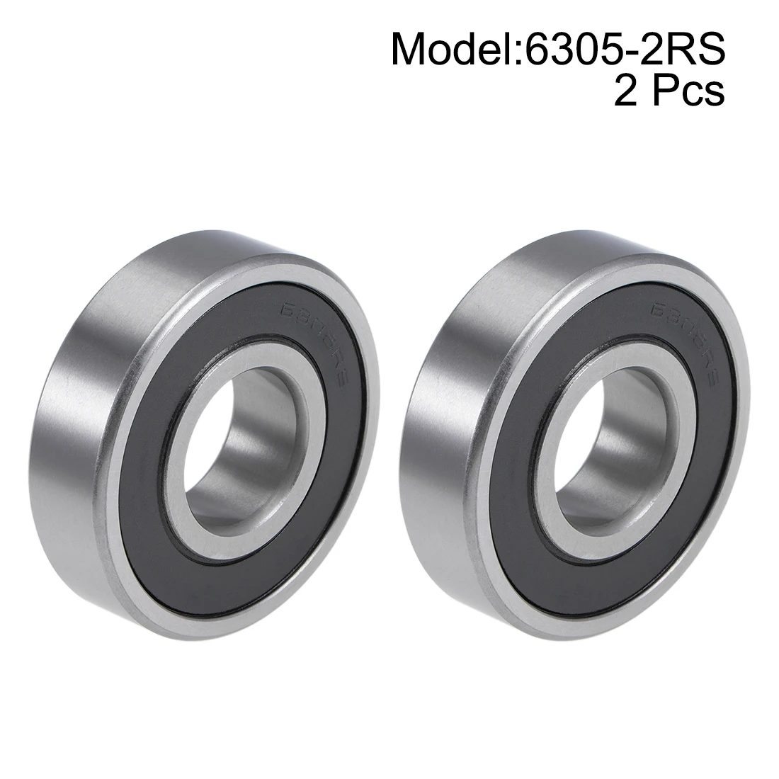 uxcell 2pcs 6305-2RS Deep Groove Ball Bearings Z2 25x62x17mm Double Sealed Chrome Steel