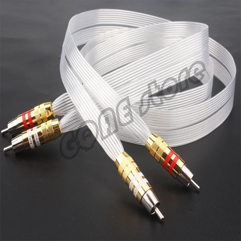 Hifi ribbon OCC silver plated audio cable signal cable RCA to RCA lotus plug Audio RCA XLR Speaker Interconnector Amp cable