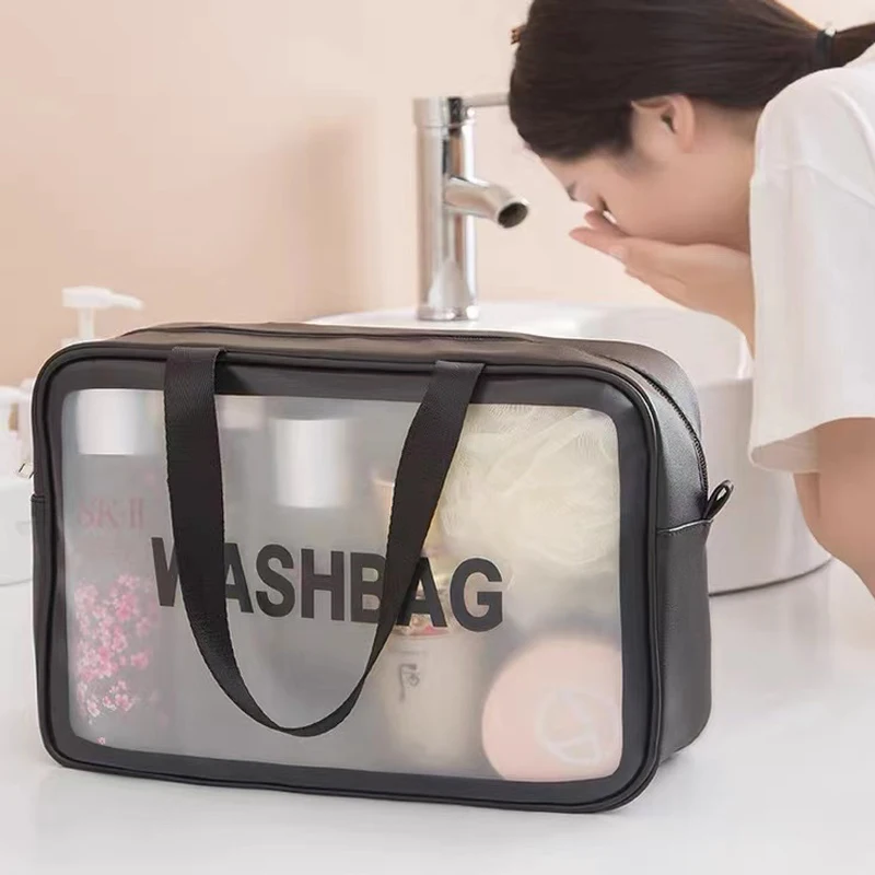 

Translucent Makeup Bag Cosmetic Organizer Waterproof Material Large Capacity Organize Different Items On Business Trip Travel