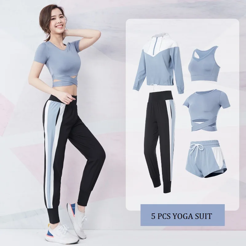 2020 delle donne di Yoga Crop Top Set Camicette Elastico Corsa E Jogging Leggings Allenamento Pantaloni Femminile Tuta Da Ginnastica Abbigliamento