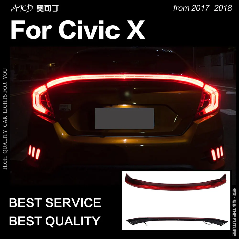 AKD Car Styling for Civic 2017-2018 Civix Sedan LED Tail Lamp LED DRL Cross Rear Trunk Lamp Warning Light auto Accessories