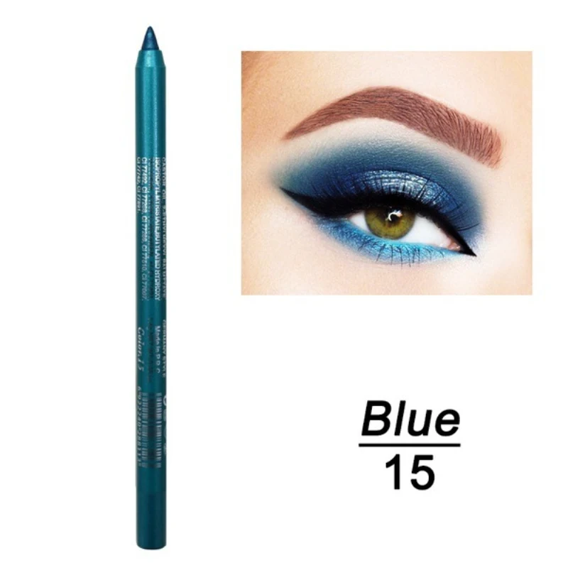 Lápis delineador de longa duração, 14 cores, pigmento à prova d\'água, azul, marrom, preto, caneta delineadora feminina, moda cor, maquiagem cosmética