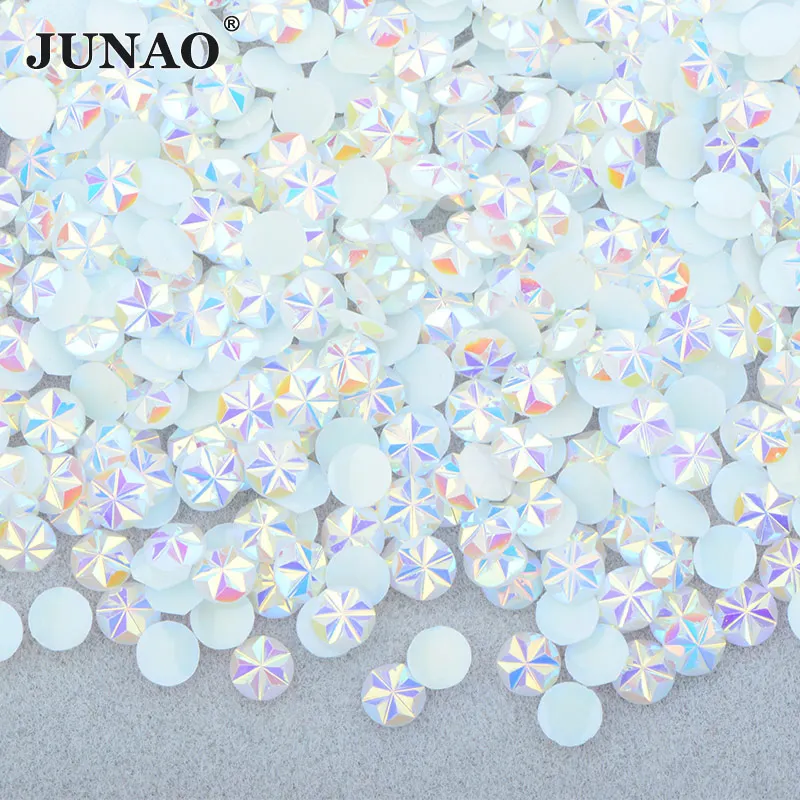 JUNAO 500 Stück 5mm Lila-Blau AB Blumen Nagelsteine Applikationen Harz Strass Kristall für Scrapbooking Basteln