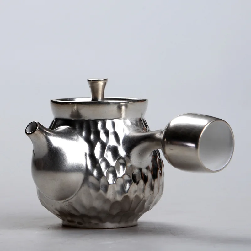 Ceramic sterling silver teapot 999 sterling silver handmade teapot household filter teapot side pot teapot kungfu teapot