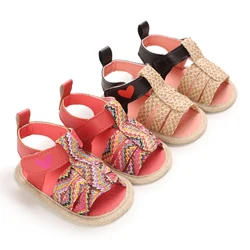 2022 New Newborn Toddler Baby Girls Summer Sandal Shoes Weave Flat Romantic Sandals 0-18M Baby Shoes