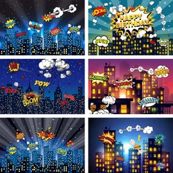 Mehofond Superhero Cityscape Photography Background Super Hero Buildings Scenes Baby Shower Brithday Party Backdrop Photo Studio