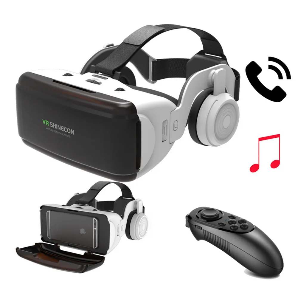 VR Virtual Reality 3D Glasses Box Stereo VR Google Cardboard Headset Helmet for IOS Android Smartphone Wireless Rocker