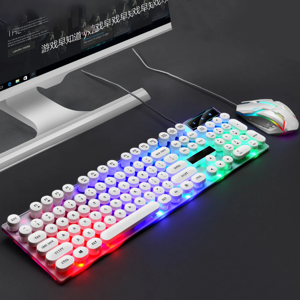 Waterproof Wired Gaming Keyboard Mechanical Feeling Backlit Keyboards USB 104 Keycaps  Keyboard Computer Game Keyboards