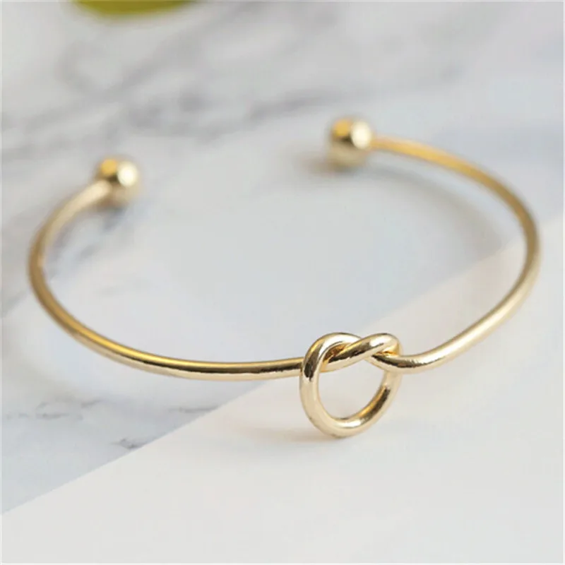 L231 Fashion Knot Cuff Bracelets & Bangles Women Jewelry Pulseira Simple Glossy Open Pulseras LOVE Valentine\'s Day Gift