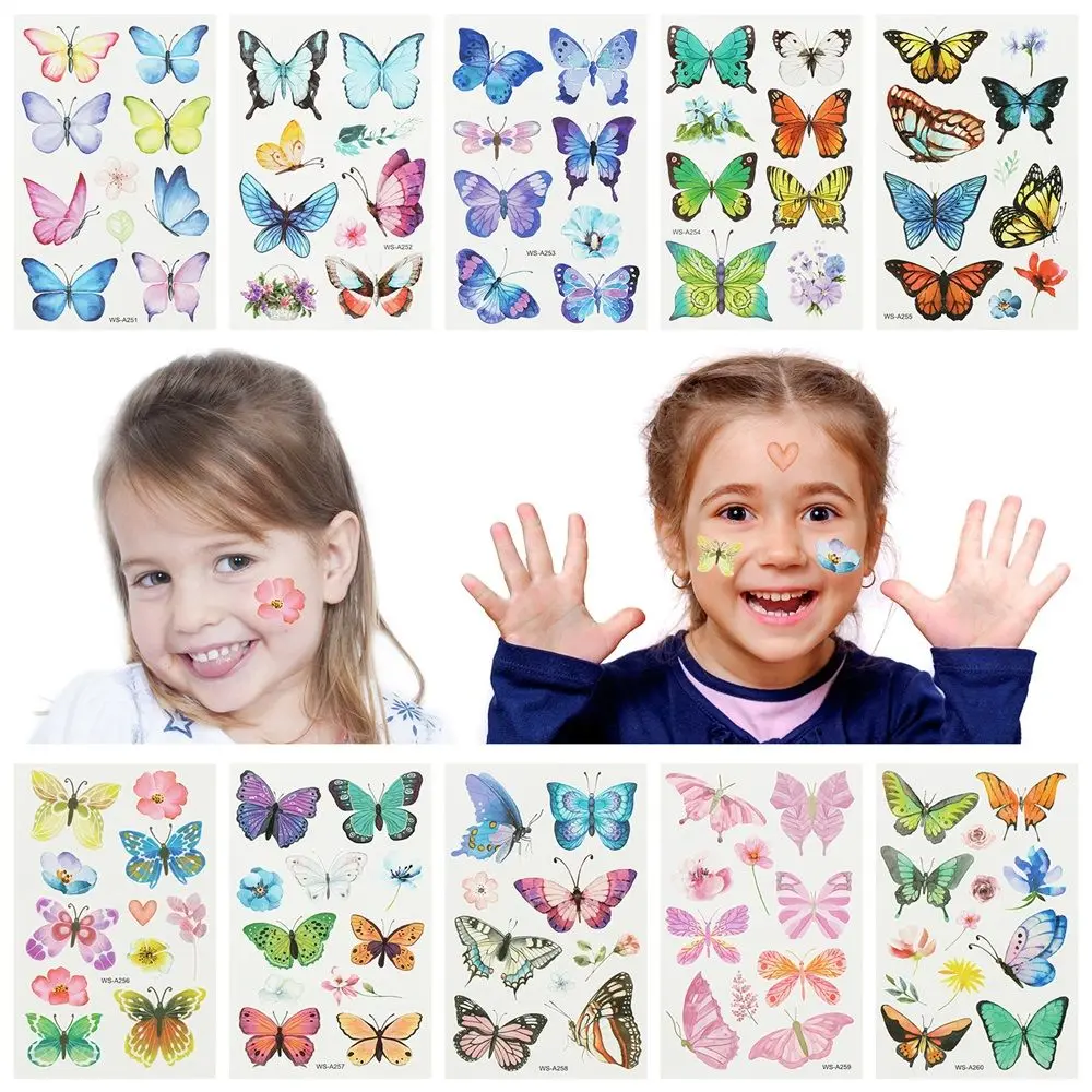 Faux Tatouage Temporaire pour Enfant Garçon et Fille, Fournitures de Faveur, Motif Mignon, Imperméable, Papillon, pour Tout-petits et Adolescents