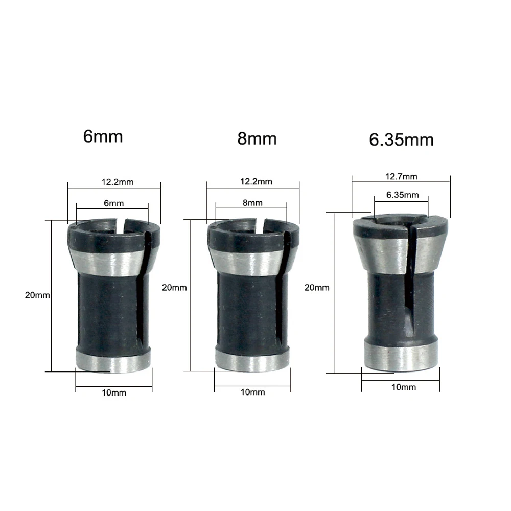 adapter collet shank 8mm 6.35mm 6mm router collet extension chuck adapter High Precision Milling Cutter Accessories