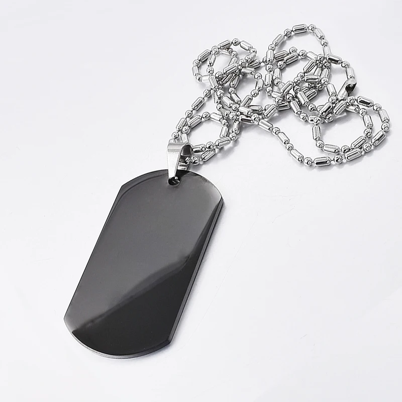 blank black dog tag pendant & necklace stainless steel men jewelry