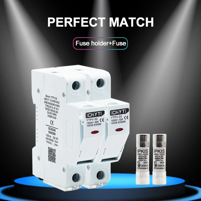 1set Solar PV Fuse Holder Base Suitable For 10*38 1000V DC Fuse Link With LED Indicator Light