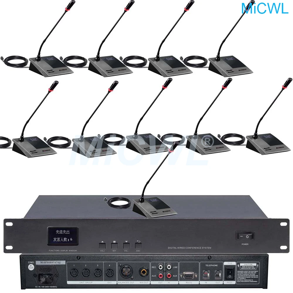 MICWL LED Meeting room Conference Microphone System Telephone function Built-in speaker 2 President 22 Delegate A351M-A3516