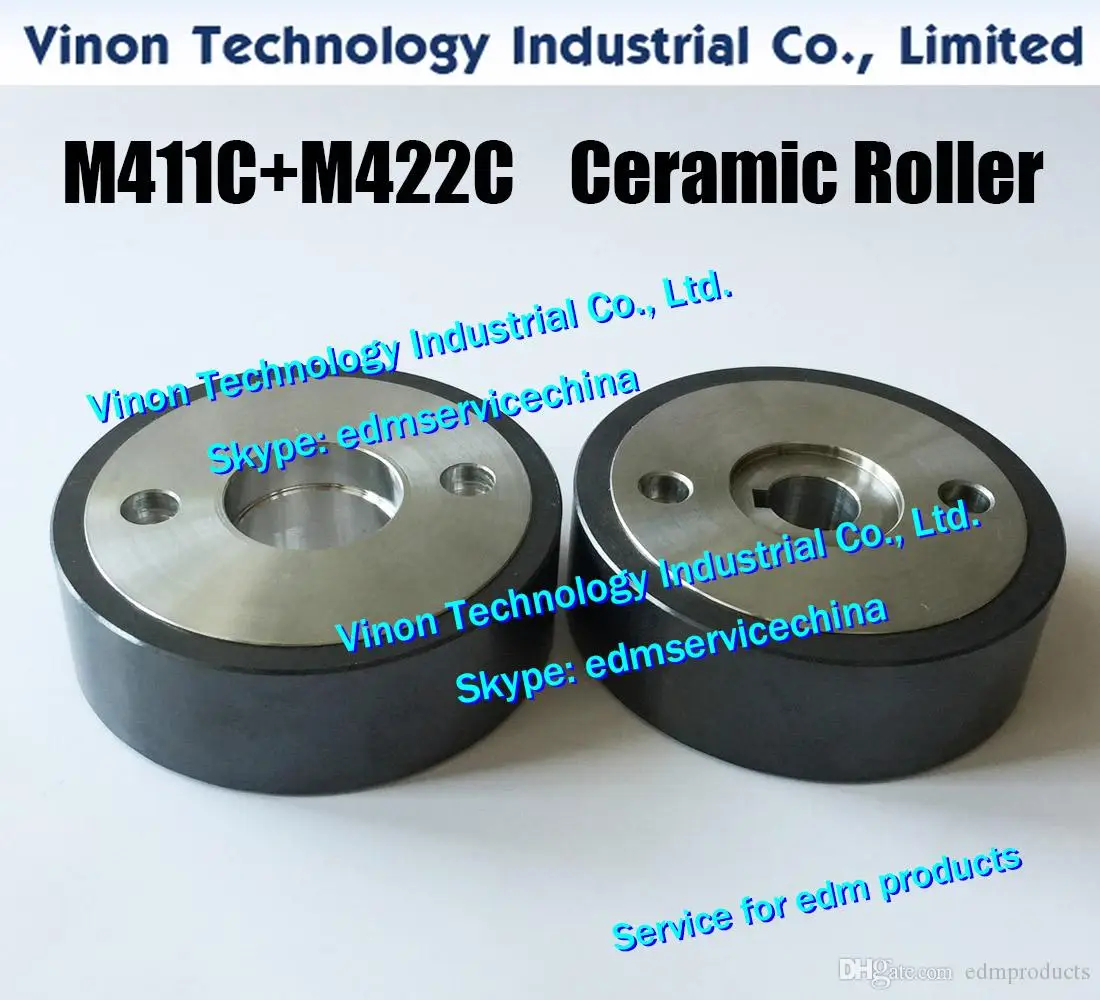 (2pcs) M411C+M412C MV Capstan Roller+Pinch Roller Set Ø80x25t (Black Ceramic type) X055C663G51+X055C662G51 Feed section