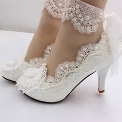 Lace wedding shoes 2020 new high-heeled bridal shoes White wedding dress waterproof platform leather shoes hot seller lace BH160