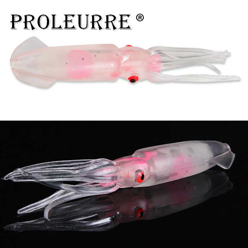 1Pcs 12cm 10cm Fishing Soft Lure Luminous Squid Jig Fishing Tuna Lures Octopus Skirts Sea Fishing Wobblers Bait Lure Leurre