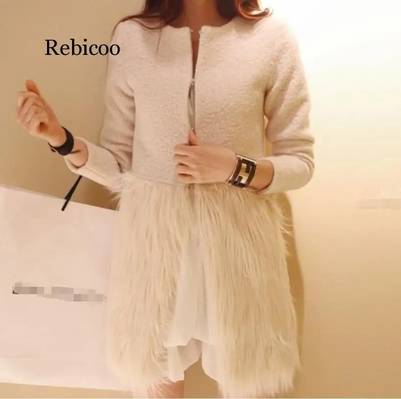 

Autumn and winter new ladies faux fur coat fashion temperament High Street Thick Warm Fur O-Neck coat