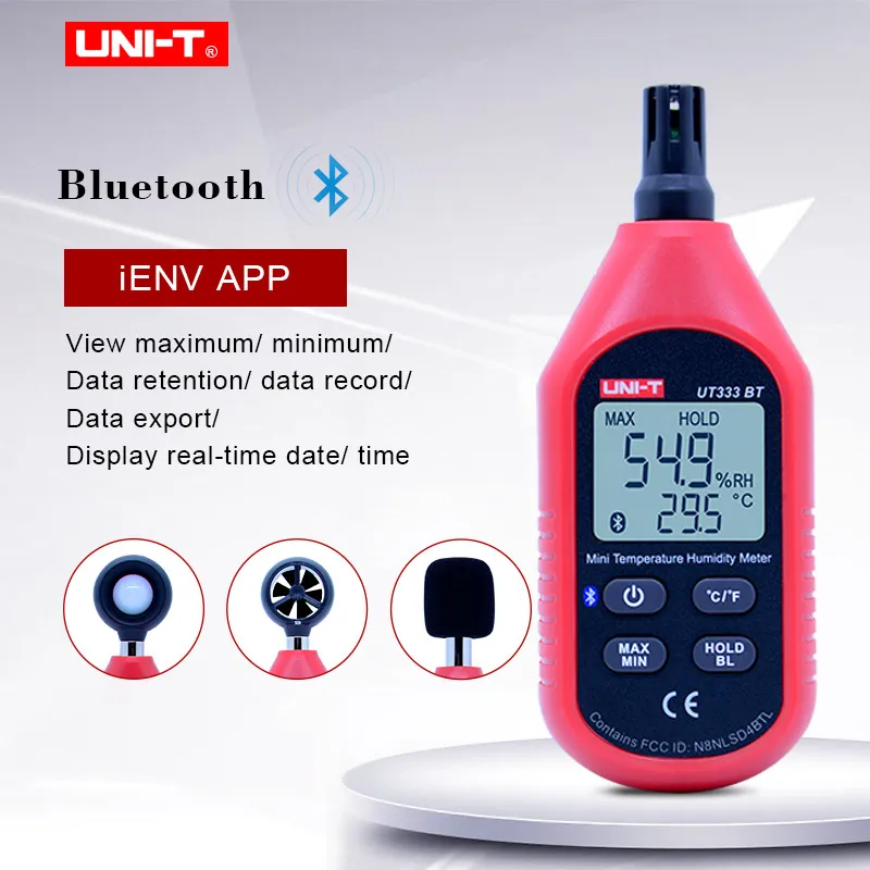 

UT333BT temperature humidity meter UT353BT digital sound level meter UT363BT wind speed / temperature meter UT383BT Light meter