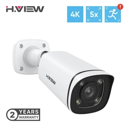 H.View 4K 8MP Poe Ip Camera H.265  5X Optical ZOOM Bullet Outdoor Waterproof CCTV Security Surveillance Camera For Poe Nvr Onvif
