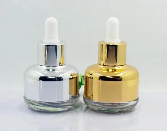 30ml Essential Oil Dropper Perfume Bottle Gold Silver Color Empty Glass Packaging Bottle