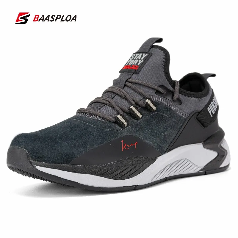 Baasploa Men Running Shoes Non-slip Shock Absorption Lightweight Sneakers Tennis Shoes Waterproof Male Comfortable Casual Shoes