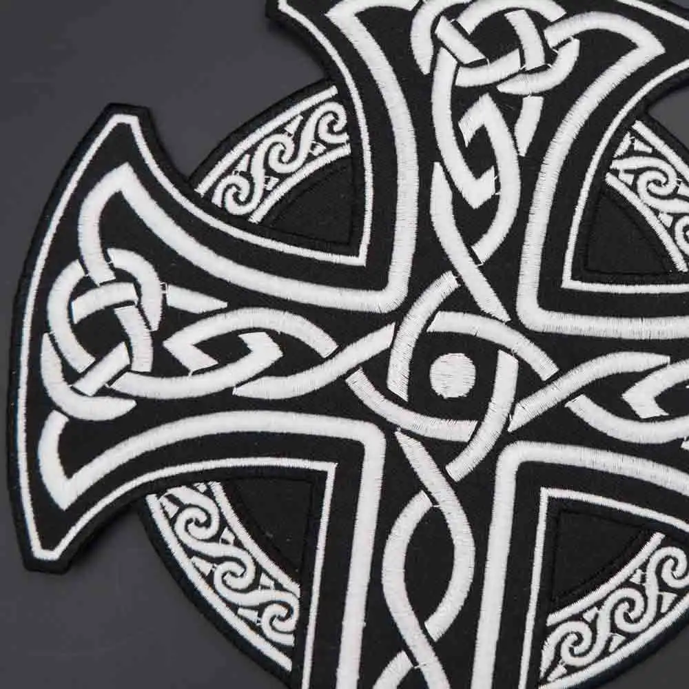 Large Cross Iron On Patch Embroidered Applique Sewing Label Punk Biker Patches Clothes Stickers Apparel Accessories Badge