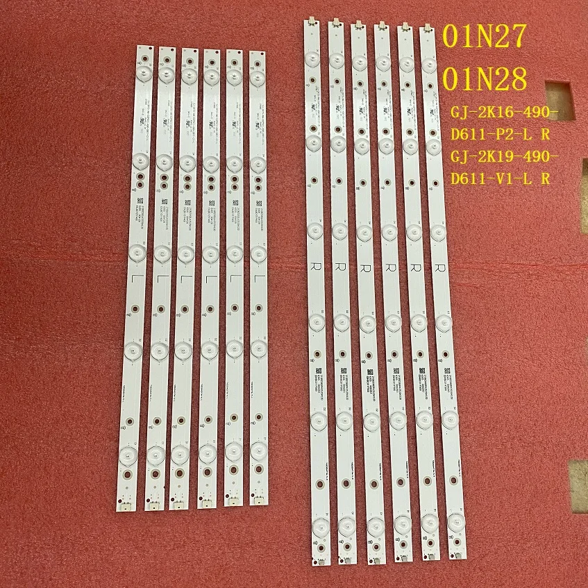 LED strip(12) for 49PUK4900/12 49PUT4900 49PFS5301 49PUF6701 EVTLBM490E0601-AK-3 R EVTLBM490E0501-AJ-3 L 01N27 01N28 LBM490E0601