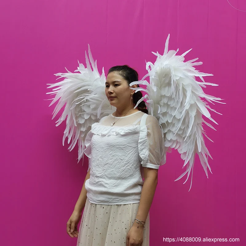 adults white Flexible wings high quality feather decor props fairy wings Party DIY deco props