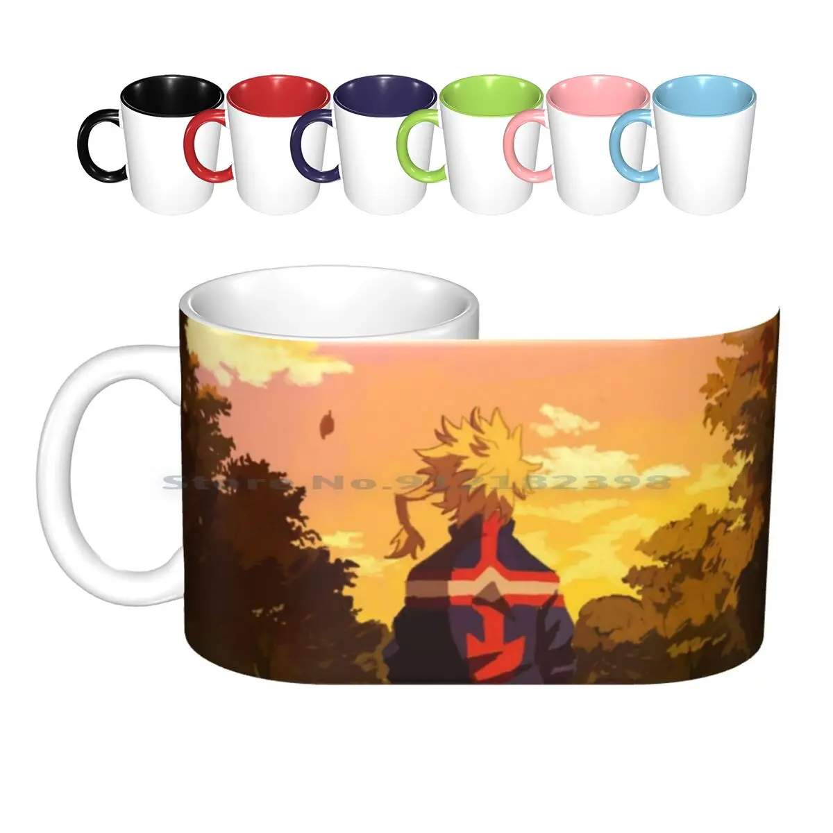 Toshinori Sunset Ceramic Mugs Coffee Cups Milk Tea Mug Mha Bnha Boku No Hero Academia Toshinori Yagi All Might Sunset Bnha