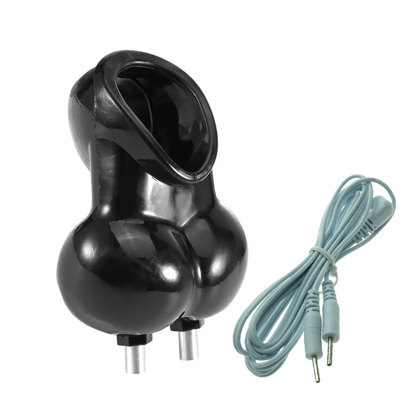 Electric Shock Chastity Cage Vibrating Testicle Stimulator Scrotum Bondage Penis Stretcher Vibrator Penis Delay Ring Men Sex Toy