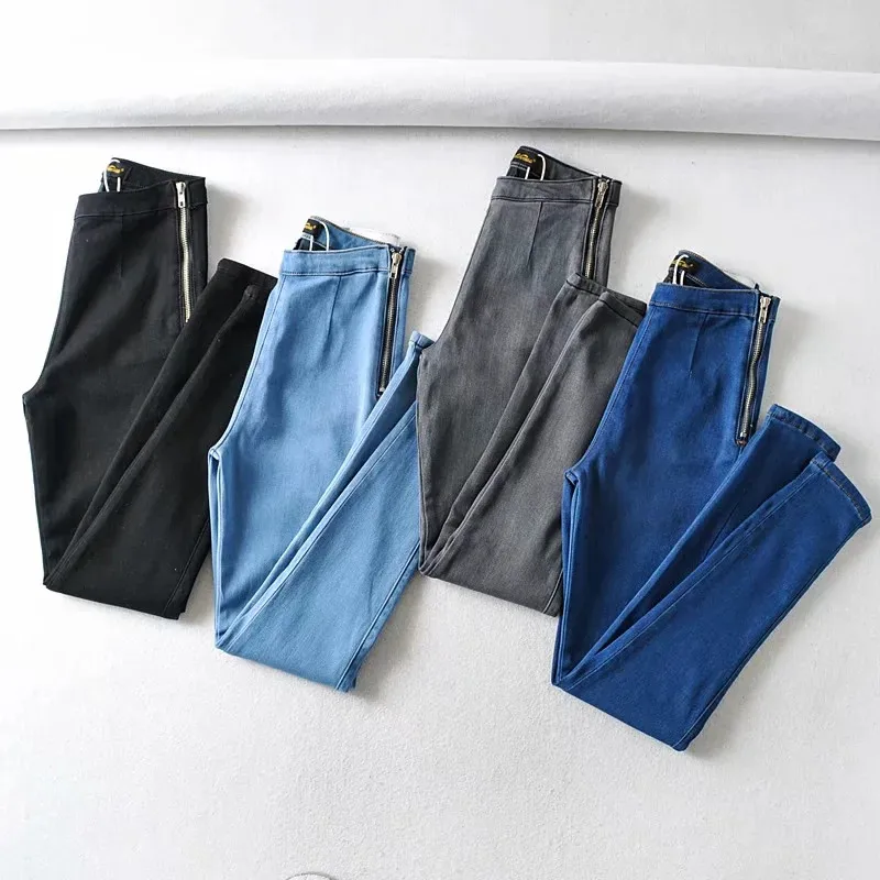 2020 spring 4 Color Available Side Zipper Jeans Women Autumn high waist Skinny Pencil denim pants Women Jeans