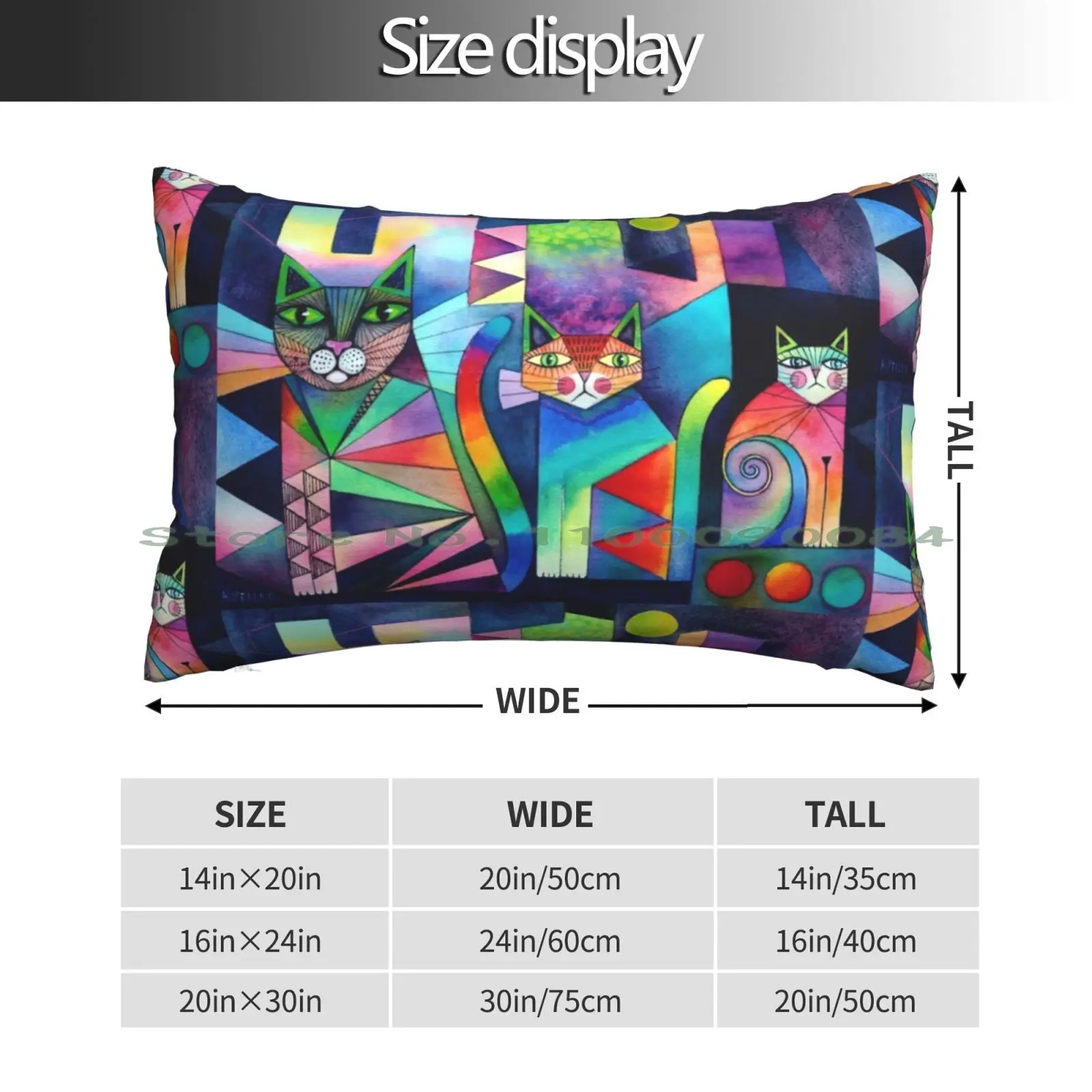 Moonlight Magic Pillow Case 20x30 50*75 Sofa Bedroom Abstract Cats Citycats Colourful Cats Geometric Cats Fantasy Moon Light