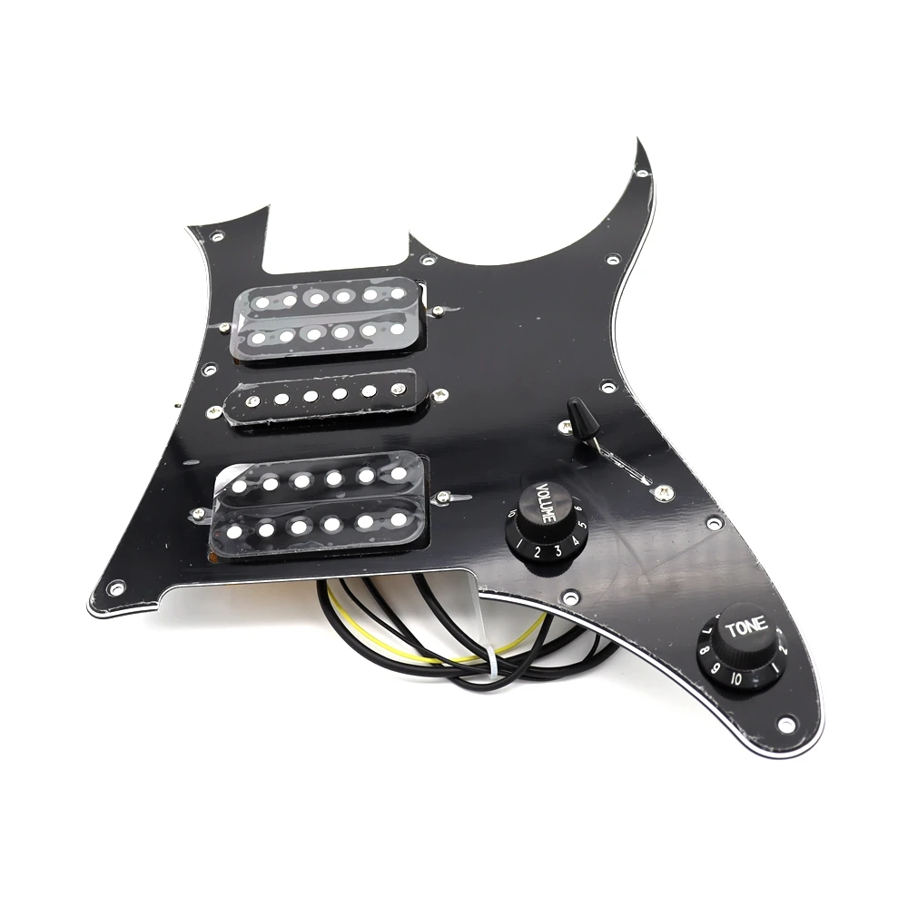 1Set Black 3 Ply HSH Loaded Prewired Guitar Pickguard for IBZ Electric Guitar Parts Replacement （Black/White）