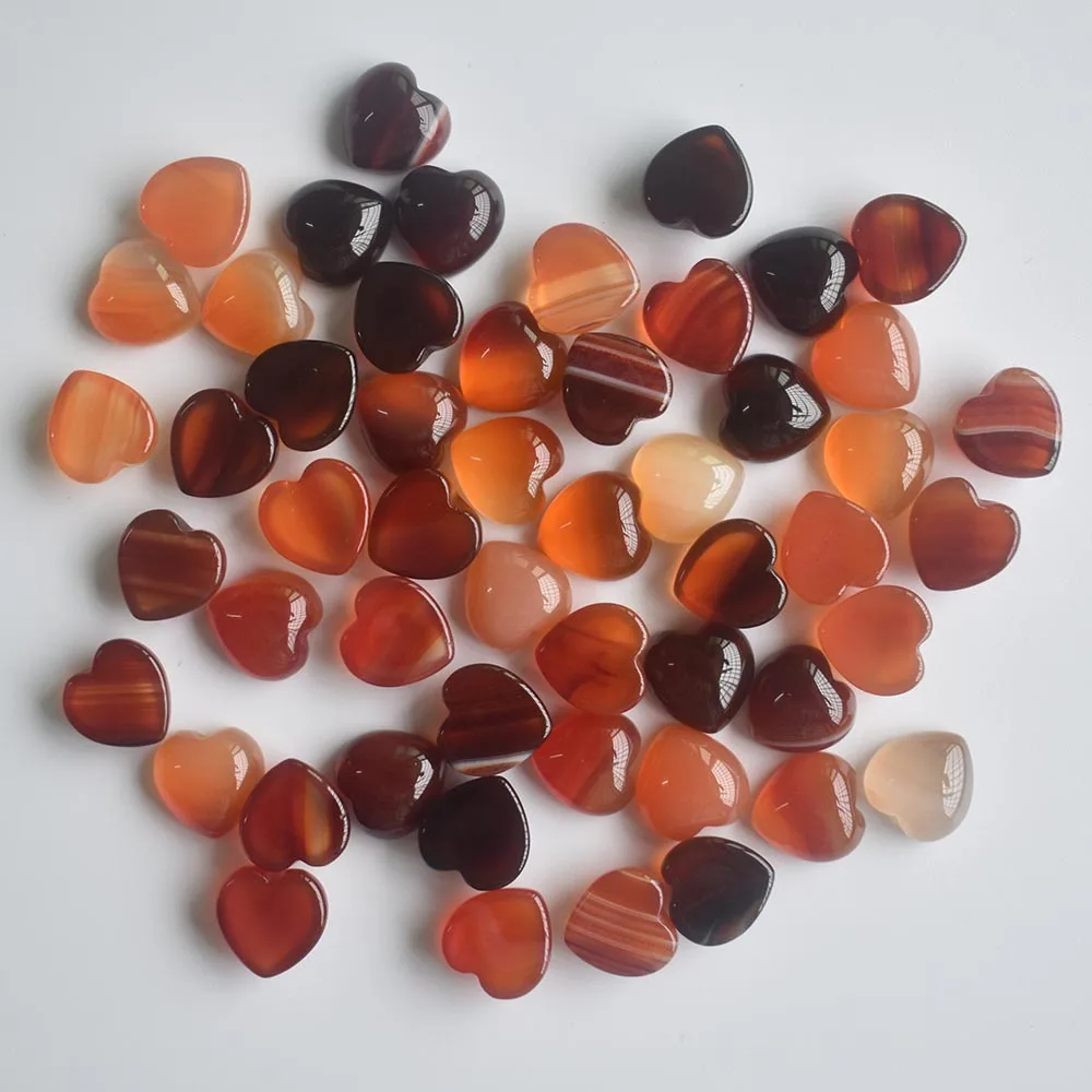 2020 neue hochwertige sortierte Naturstein-Herzform-Cabochons für die Schmuckherstellung, 10 mm, Großhandel, 50 Stück/Lot, kostenlos. – Detail 5