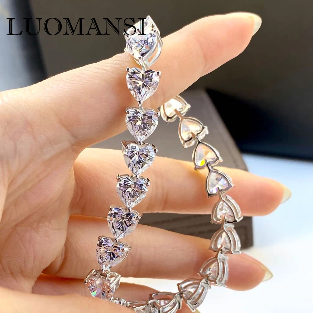 Luomansi 100% 925 Sterling Silver Bracelet Nurture Moissanite Gemstone Bracelet Wedding Party Diamond High Jewelry