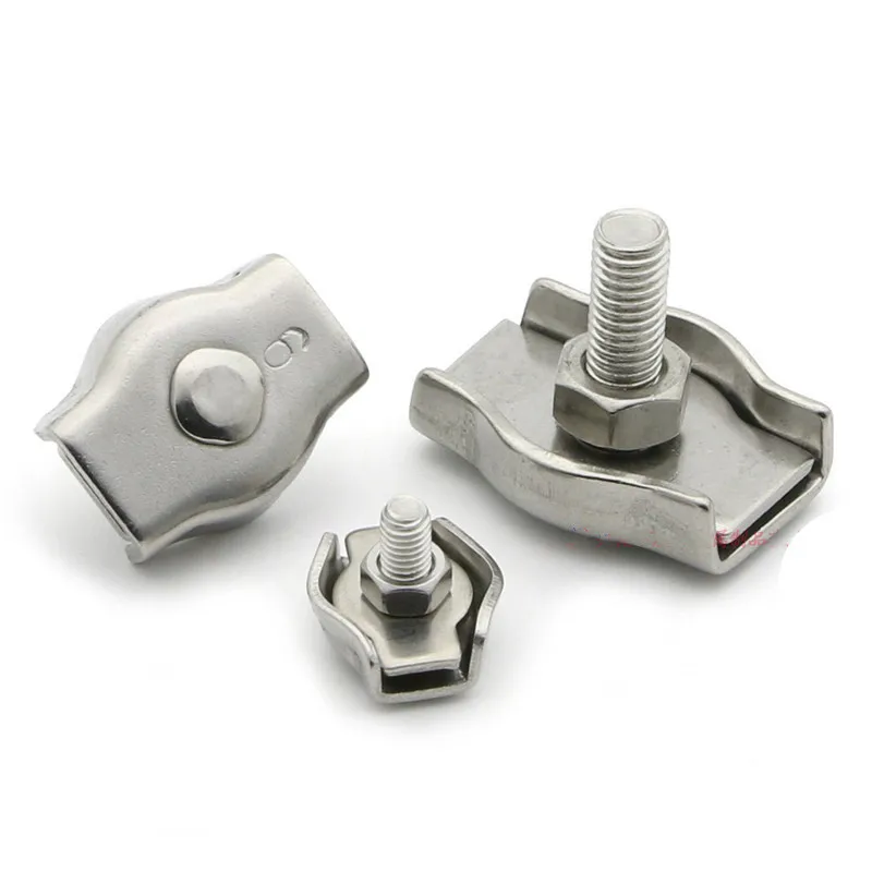 1pc 304 Stainless Steel Wire Rope Buckle Clips 2mm 3mm 4mm 5mm 6mm Cable Clamp Single Grips Fastener Hardware Accessories