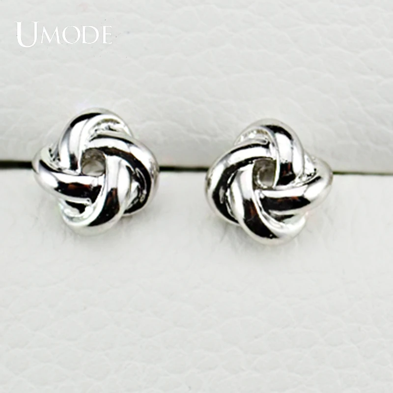 UMODE White Gold Color Classic Design Twist Love Knot Post Stud Earrings for Women JE0140B