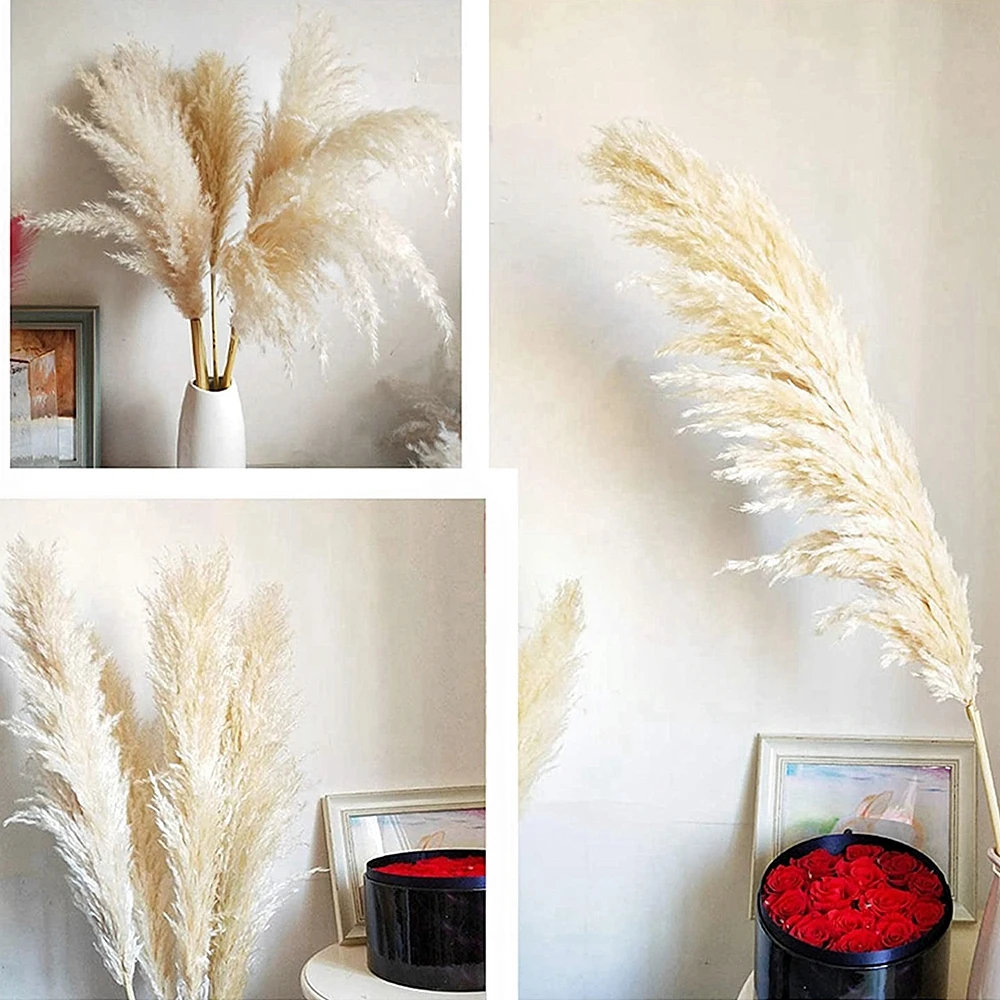 140cm Extra Large Pampas Grass, Fluffy Natural Dried Flower Bouquet, Tall Flower Decor for Boho Home, Vintage Wedding Decoration