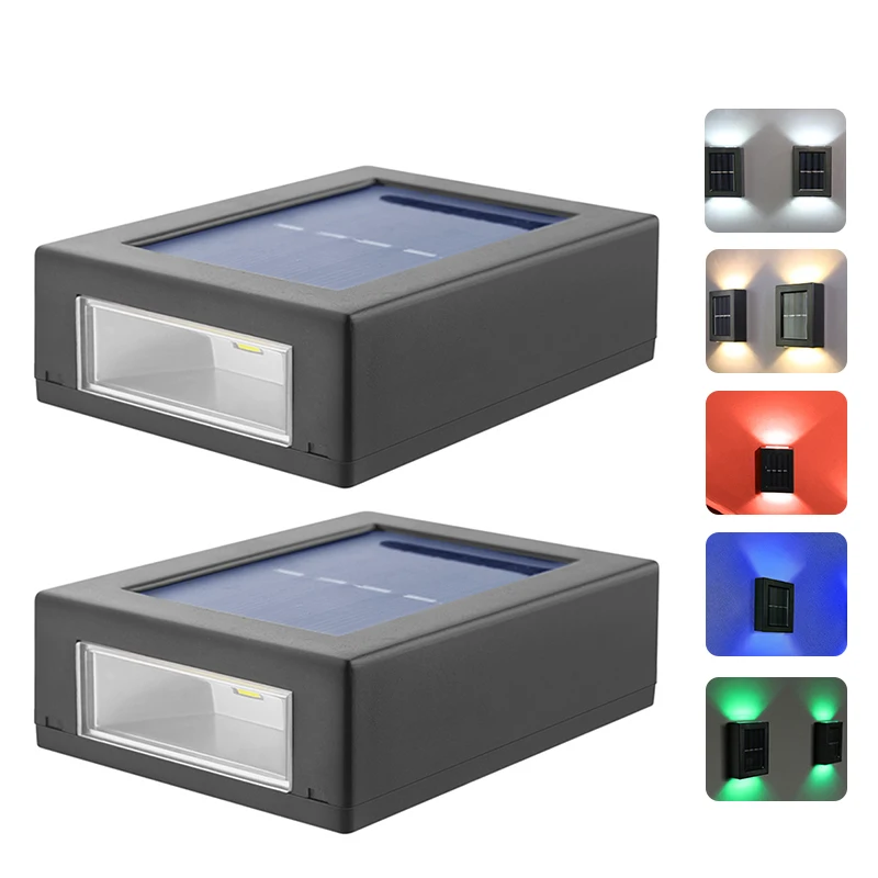 2pcs Nordic LED Solar Light Outdoor Solar Lamp Wall-Mounted Solar Powered Sunlight Street Light Spotlights For Garden Decoration