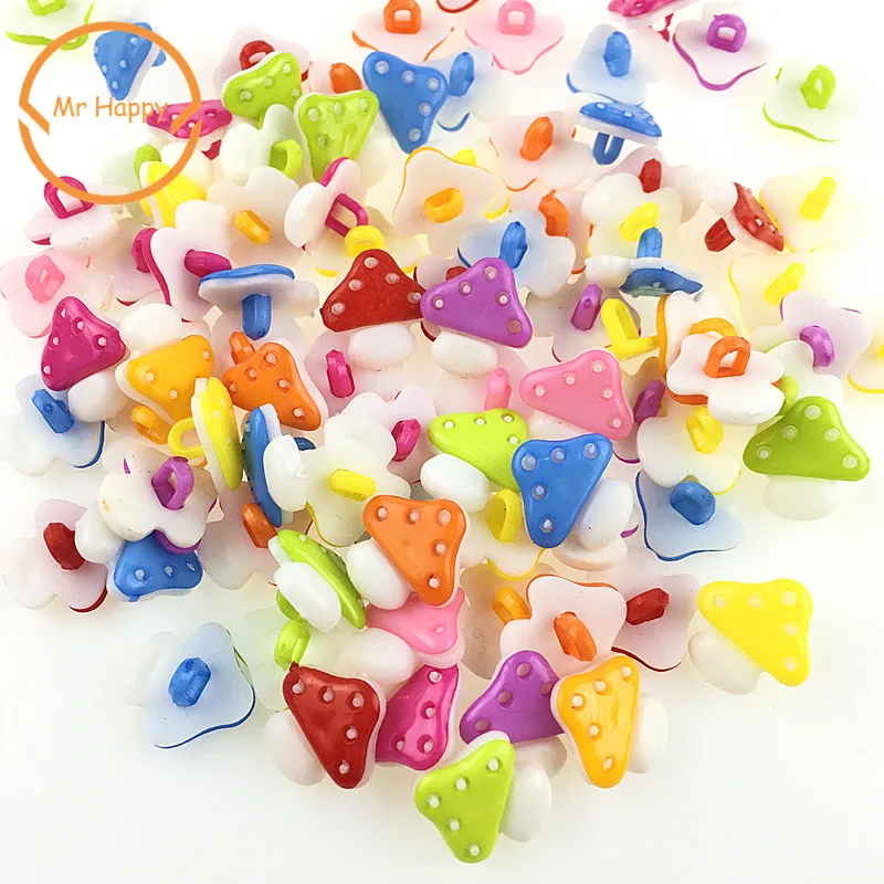 100PCs 10mm mushroom Mixed Colors Resin Buttons for Sewing or Scrapbooking Garment Accessories