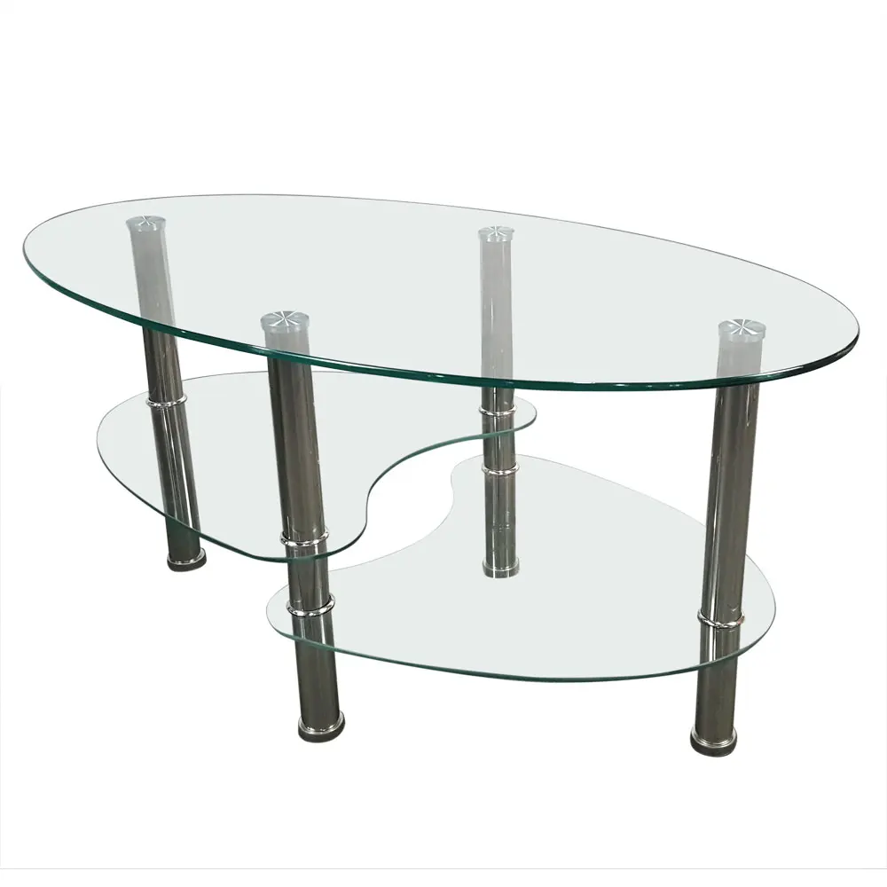 Dual Fishtail Style Tempered Glass Coffee Table Side table End Table  Transparent (90 x 50 x 45)cm