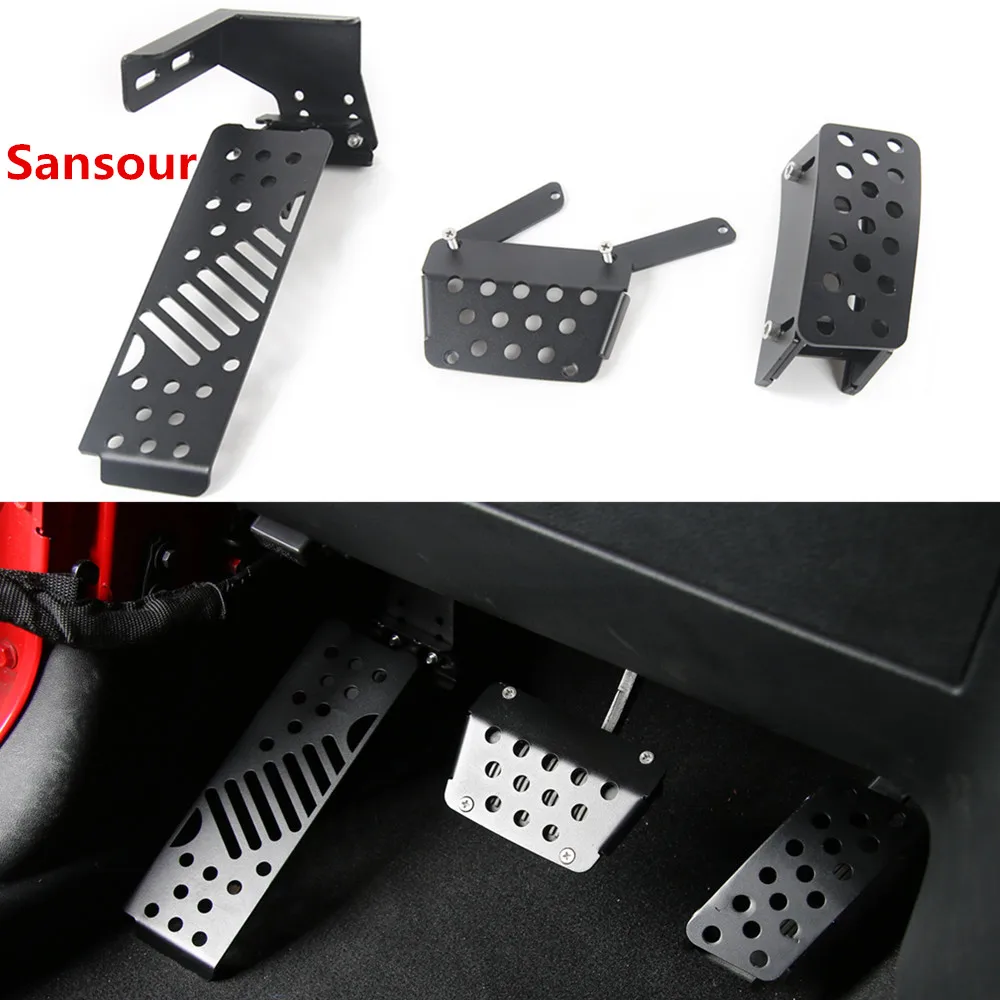 Sansour Metal Car Brake Pedal Pads Foot Rest Pedals Covers for Jeep Wrangler JK 2007 Up Interior Accessories Car Styling