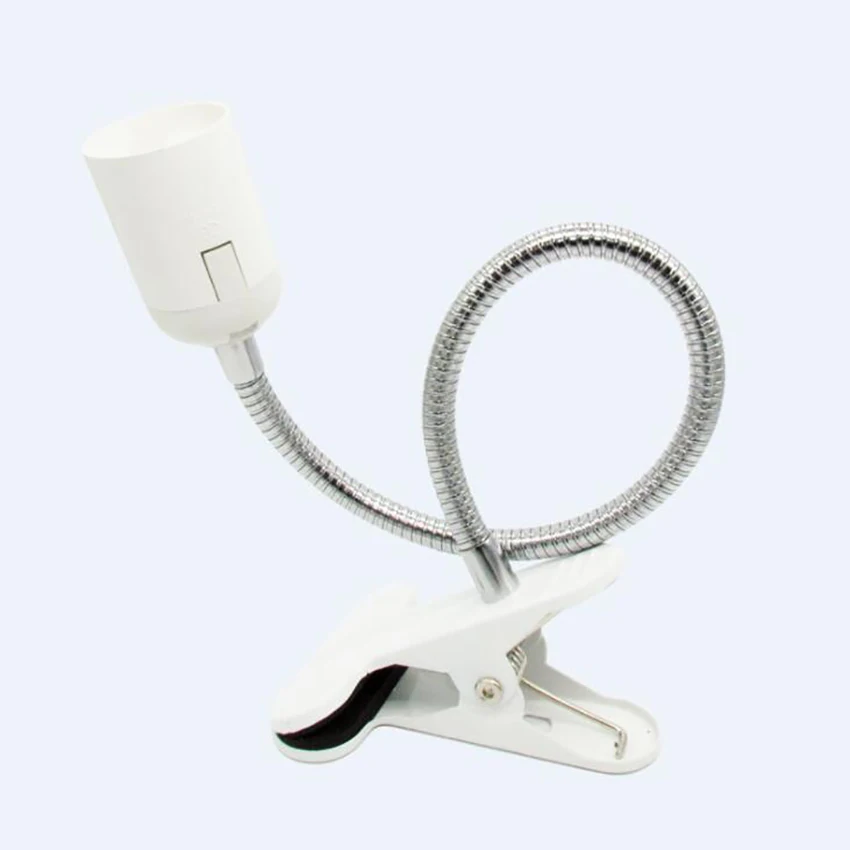 Flexible Metal Wire Neck Clip Holder E27 Base Light Socket with On/Off Switch EU Plug, Adjustable Light Stand Clamp Lamp Base