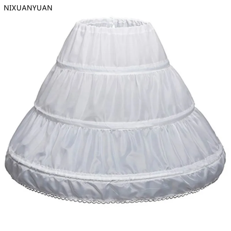 Jupon blanc pour enfants, ligne a, 3 cerceaux, une couche, robe en dentelle Crinoline pour filles, sous-jupe, taille élastique, meilleure vente